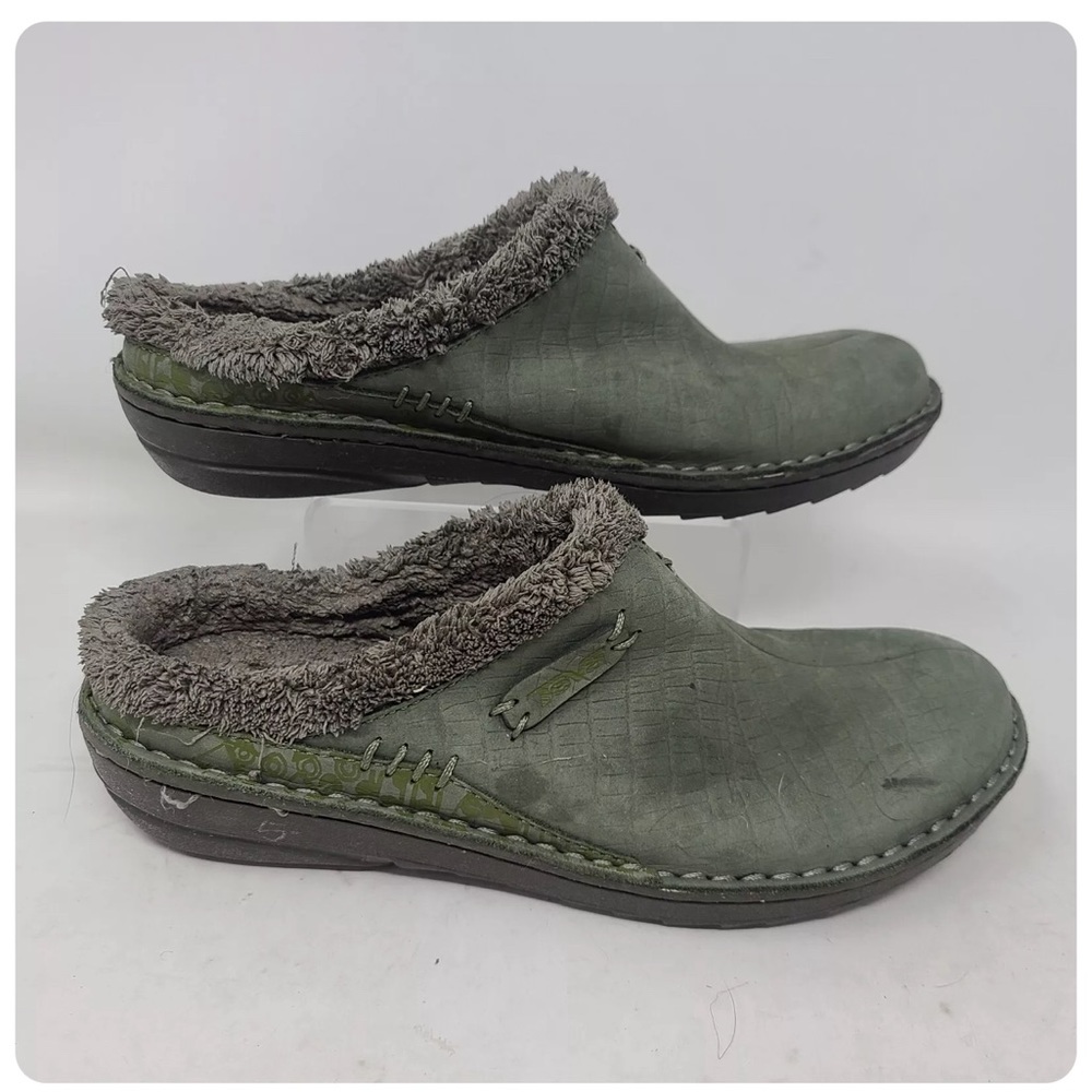 Teva Womens Kiru Mules Slip On Shoes Size 9 Green Leather Sherpa Slides